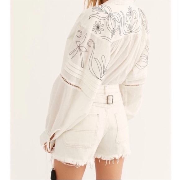 Free People We The Free Jesse Carpenter Shorts Cutoff Denim Off White Size: 24 - Picture 2 of 6
